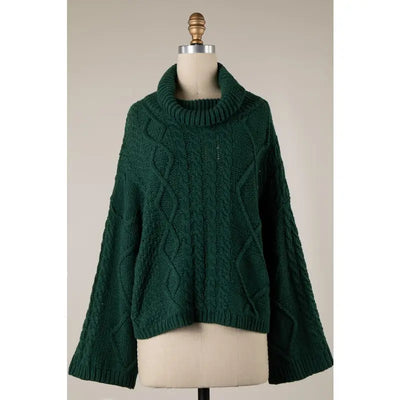 Hunter Green Braided Turtleneck