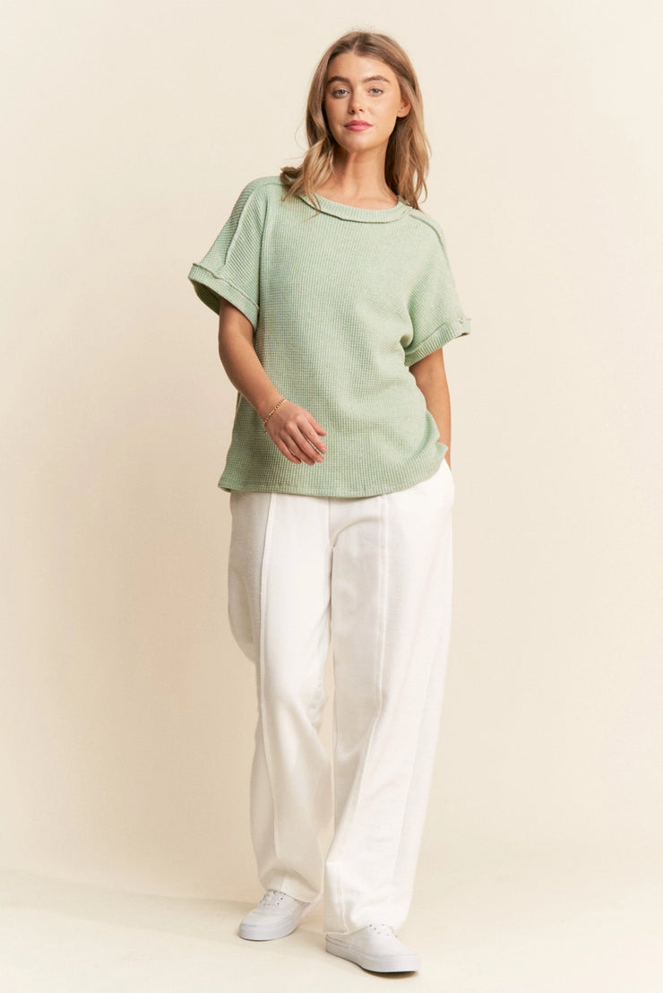 Green waffle tee