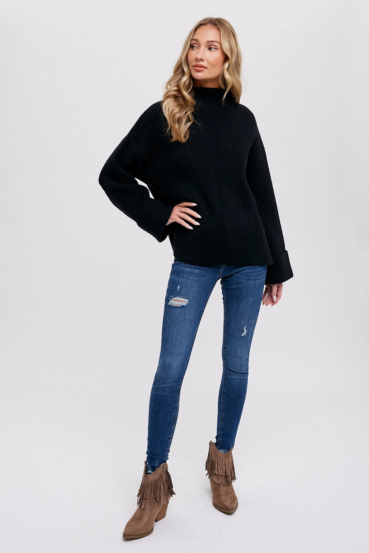 Free Falling Turtleneck Black Sweater