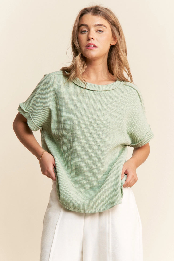 Green waffle tee