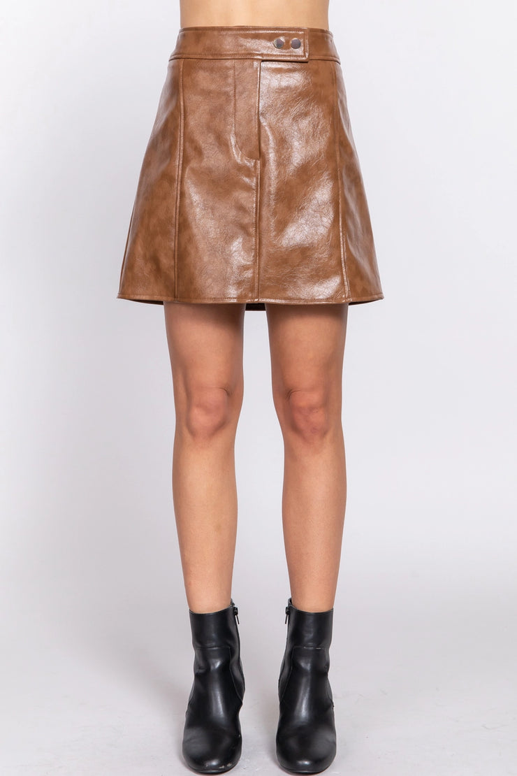 Mocha Muse Faux Leather Skirt