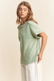 Green waffle tee