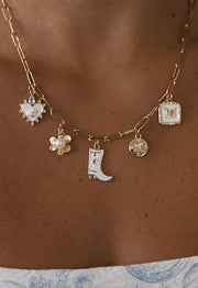 Charmed I'm Sure White Boots Necklace