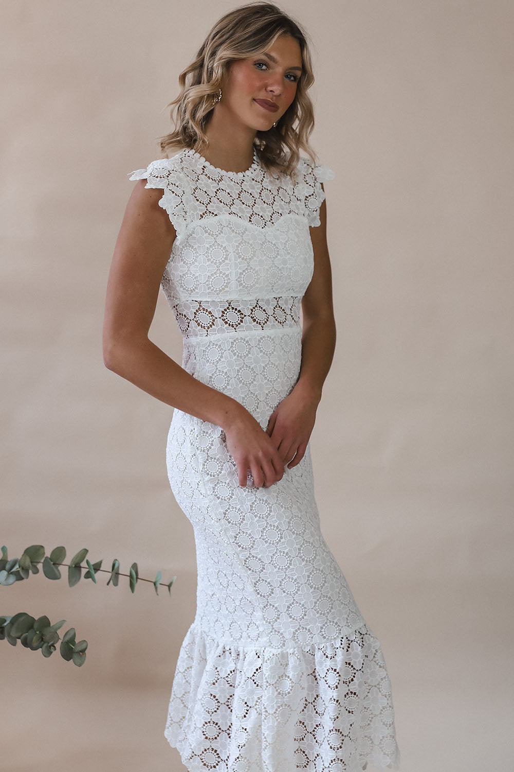 eyelet lace wedding dress Isla – 1 Happy Girl Size:Custom Size (Made to your measurements) Shop Eliza J cut Book your appointment at