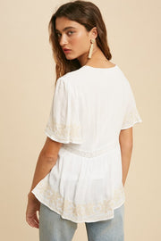 Olivia White Embroidered Blouse