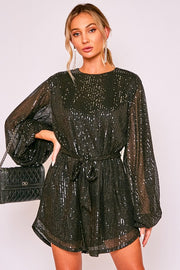 Serena Black Sequin Dress