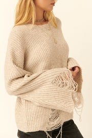 Distressed Boatneck Sweater