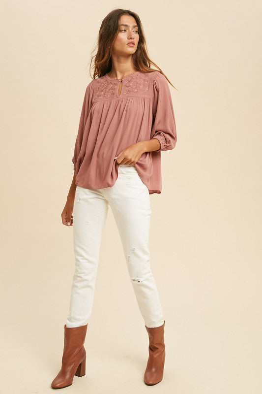 Tonal Embroidered Blouse