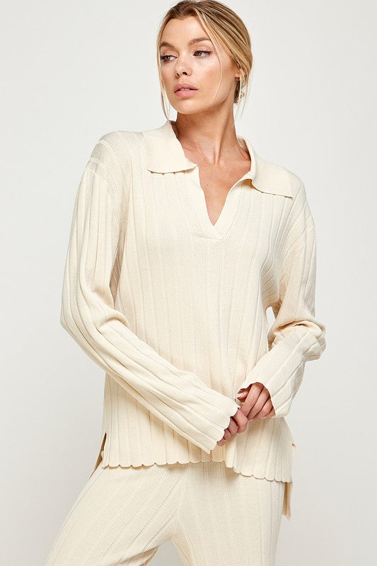 Ivory Polly Polo Pullover