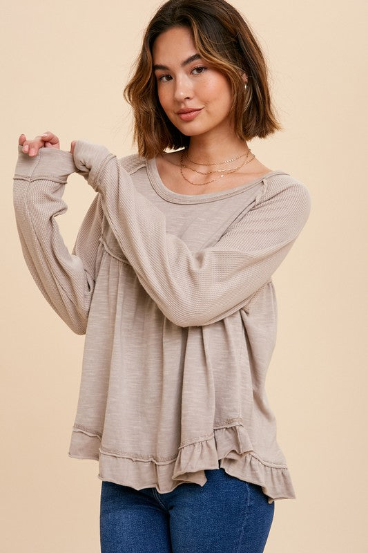 Katie Taupe Swing Blouse