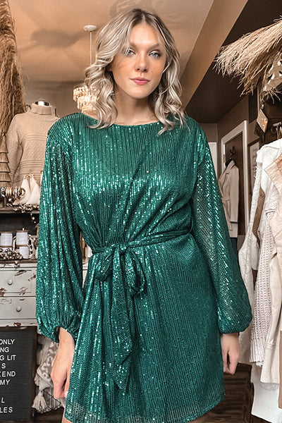 Serena Emerald Sequin Dress