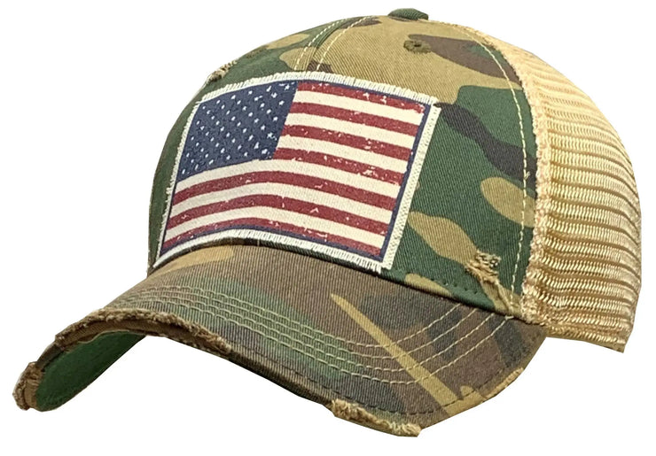 American Flag Camo Baseball Hat