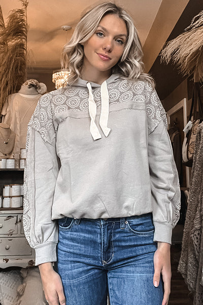 Dusty Taupe Embroidered Sweatshirt