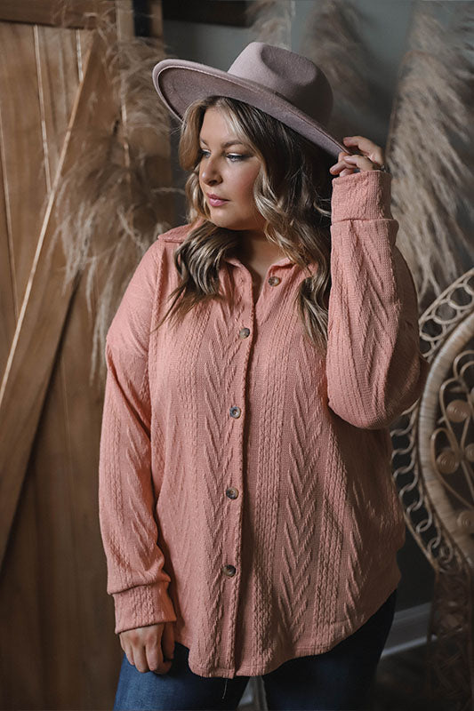 Rose Cable Knit Button-down